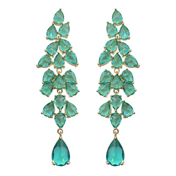 Shangjie OEM Joyas Fashion Women Boucles d&#39;oreilles bijoux Green Zircon Pendant Boucles d&#39;oreilles de luxe Boucles d&#39;oreilles pour la fête